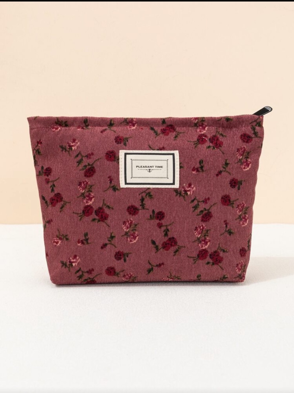 Floral Maroon Cosmetic Pouch